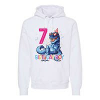 Dinosaur T Rex 7 Year Old 7th Birthday Premium Hoodie