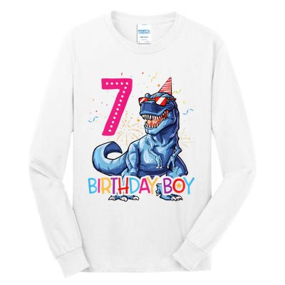 Dinosaur T Rex 7 Year Old 7th Birthday Tall Long Sleeve T-Shirt