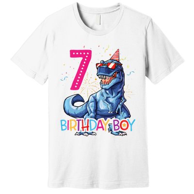 Dinosaur T Rex 7 Year Old 7th Birthday Premium T-Shirt