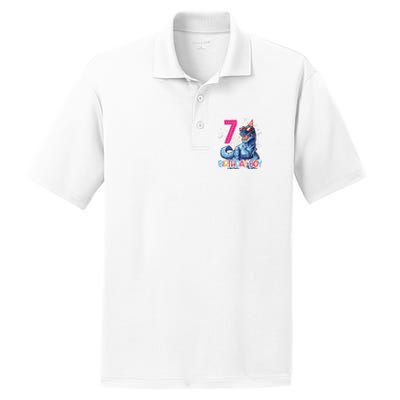 Dinosaur T Rex 7 Year Old 7th Birthday PosiCharge RacerMesh Polo