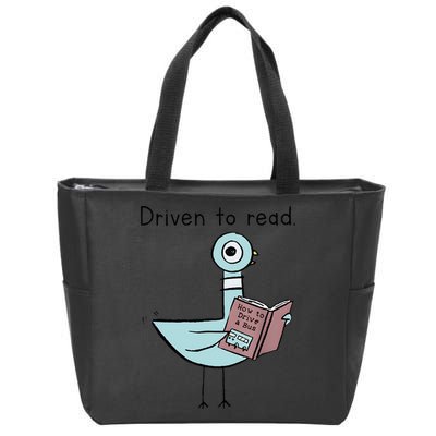 Driven To Read Pigeon Library Reading Books Reader Zip Tote Bag