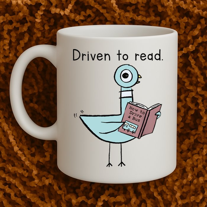 Driven To Read Pigeon Library Reading Books Reader Mug