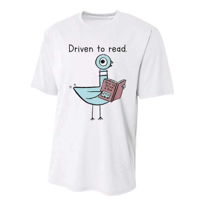 Driven To Read Pigeon Library Reading Books Reader Youth Performance Sprint T-Shirt