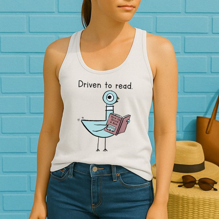 Driven To Read Pigeon Library Reading Books Reader Womens Tank Top