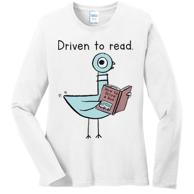 Driven To Read Pigeon Library Reading Books Reader Ladies Long Sleeve Shirt