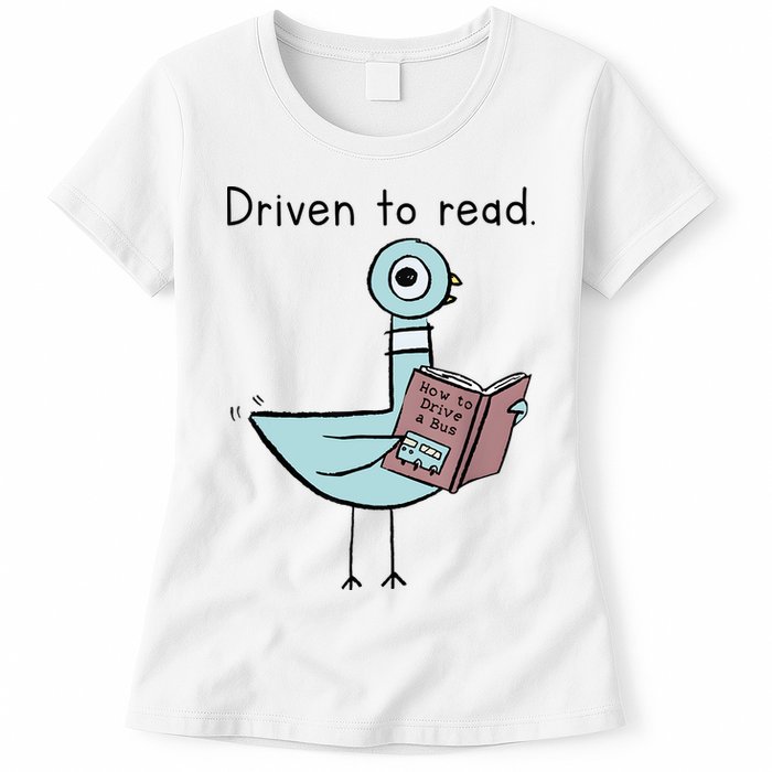 Driven To Read Pigeon Library Reading Books Reader Womens T-Shirt