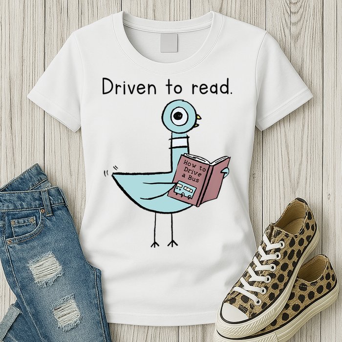 Driven To Read Pigeon Library Reading Books Reader Womens T-Shirt
