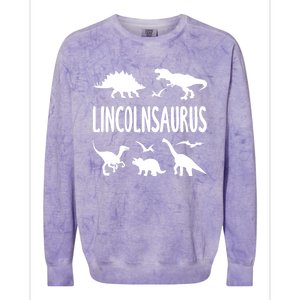 Dinosaur T Rex Dino Lincoln Lincolnsaurus Name Cool Gift Colorblast Crewneck Sweatshirt