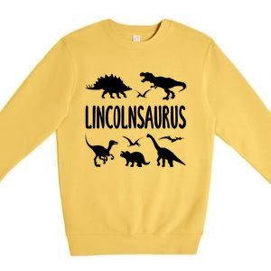 Dinosaur T Rex Dino Lincoln Lincolnsaurus Name Cool Gift Premium Crewneck Sweatshirt