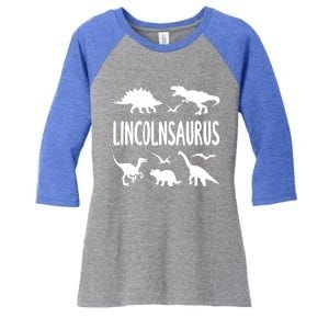 Dinosaur T Rex Dino Lincoln Lincolnsaurus Name Cool Gift Women's Tri-Blend 3/4-Sleeve Raglan Shirt