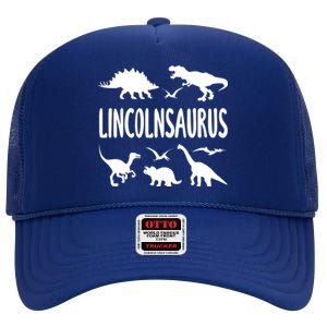 Dinosaur T Rex Dino Lincoln Lincolnsaurus Name Cool Gift High Crown Mesh Back Trucker Hat