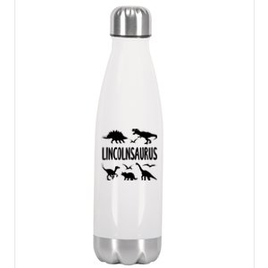 Dinosaur T Rex Dino Lincoln Lincolnsaurus Name Cool Gift Stainless Steel Insulated Water Bottle