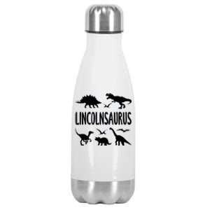 Dinosaur T Rex Dino Lincoln Lincolnsaurus Name Cool Gift Stainless Steel Insulated Water Bottle