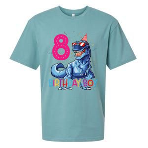 Dinosaur T Rex 8 Year Old 8th Birthday Sueded Cloud Jersey T-Shirt