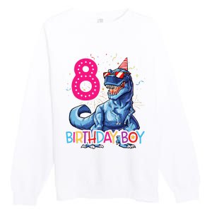 Dinosaur T Rex 8 Year Old 8th Birthday Premium Crewneck Sweatshirt