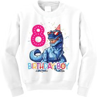 Dinosaur T Rex 8 Year Old 8th Birthday Kids Sweatshirt