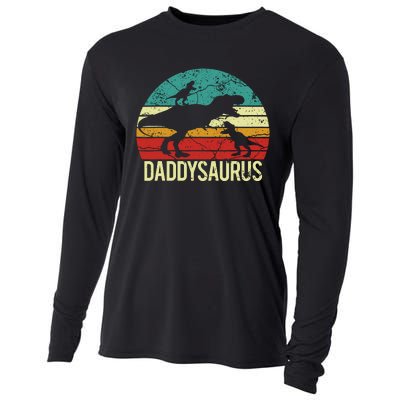 Daddysaurus T Rex Dinosaur Dad Daddy Saurus Family Matching Cooling Performance Long Sleeve Crew