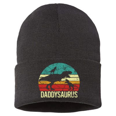 Daddysaurus T Rex Dinosaur Dad Daddy Saurus Family Matching Sustainable Knit Beanie