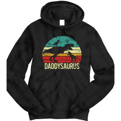 Daddysaurus T Rex Dinosaur Dad Daddy Saurus Family Matching Tie Dye Hoodie