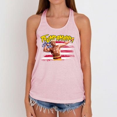 Donald Trump Republican Wrestling Meme Trumpamania Funny Women's Knotted Racerback Tank