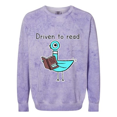 Driven To Read Pigeon Library Reading Books Reader Colorblast Crewneck Sweatshirt