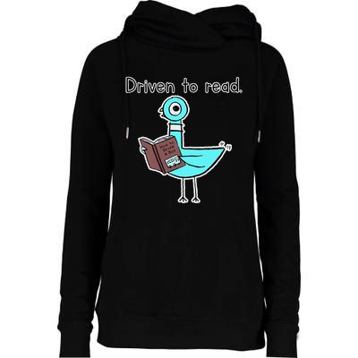Driven To Read Pigeon Library Reading Books Reader Womens Funnel Neck Pullover Hood