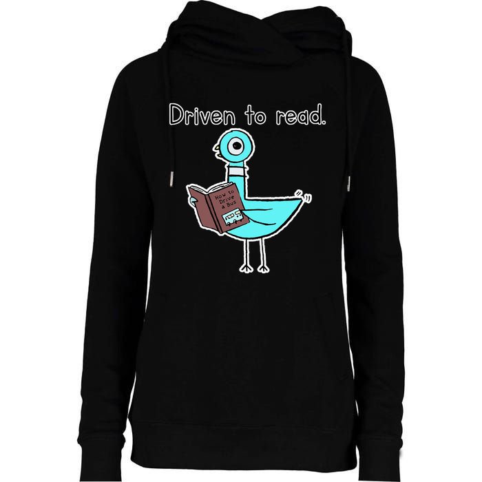 Driven To Read Pigeon Library Reading Books Reader Womens Funnel Neck Pullover Hood