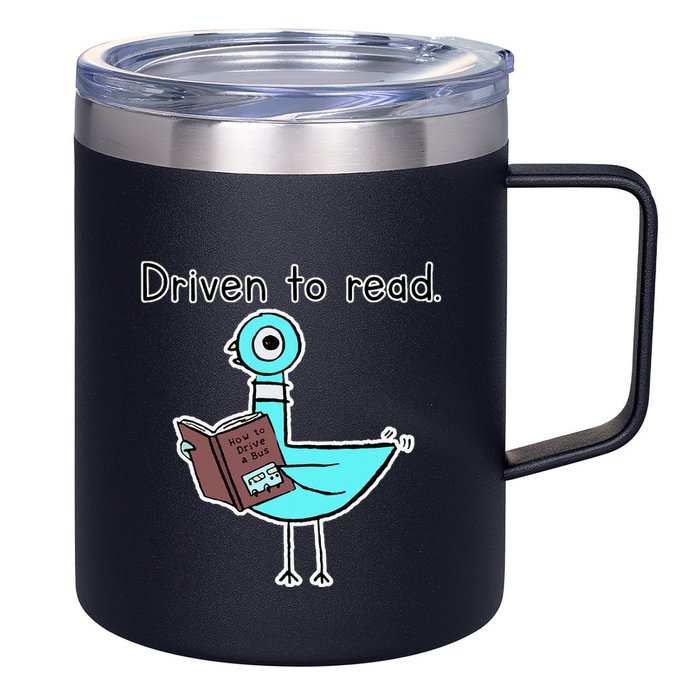 Driven To Read Pigeon Library Reading Books Reader 12oz Stainless Steel Coffee Mug