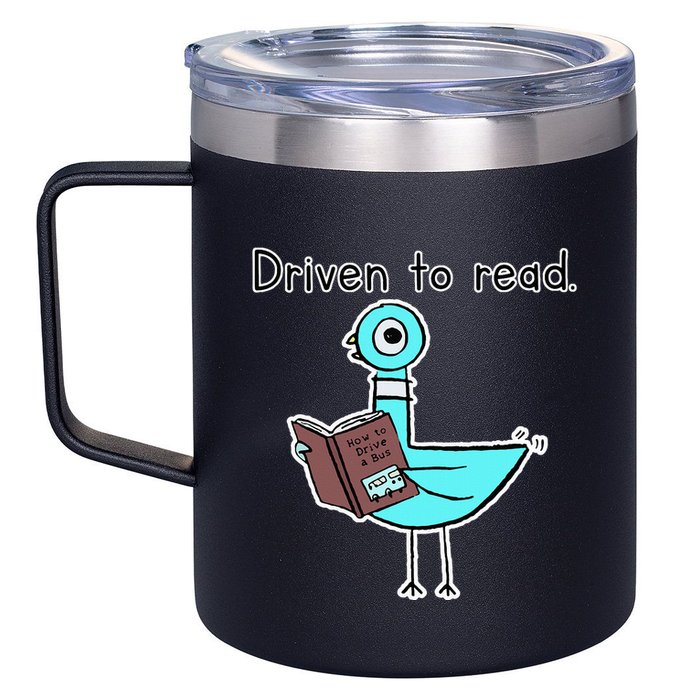 Driven To Read Pigeon Library Reading Books Reader 12oz Stainless Steel Coffee Mug