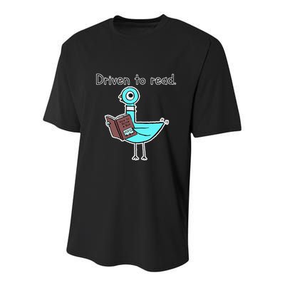 Driven To Read Pigeon Library Reading Books Reader Youth Performance Sprint T-Shirt