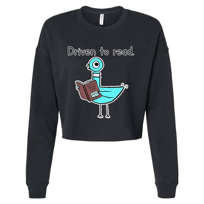 Driven To Read Pigeon Library Reading Books Reader Cropped Pullover Crew