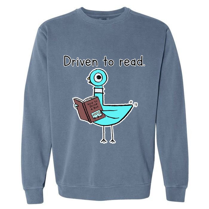 Driven To Read Pigeon Library Reading Books Reader Garment-Dyed Sweatshirt