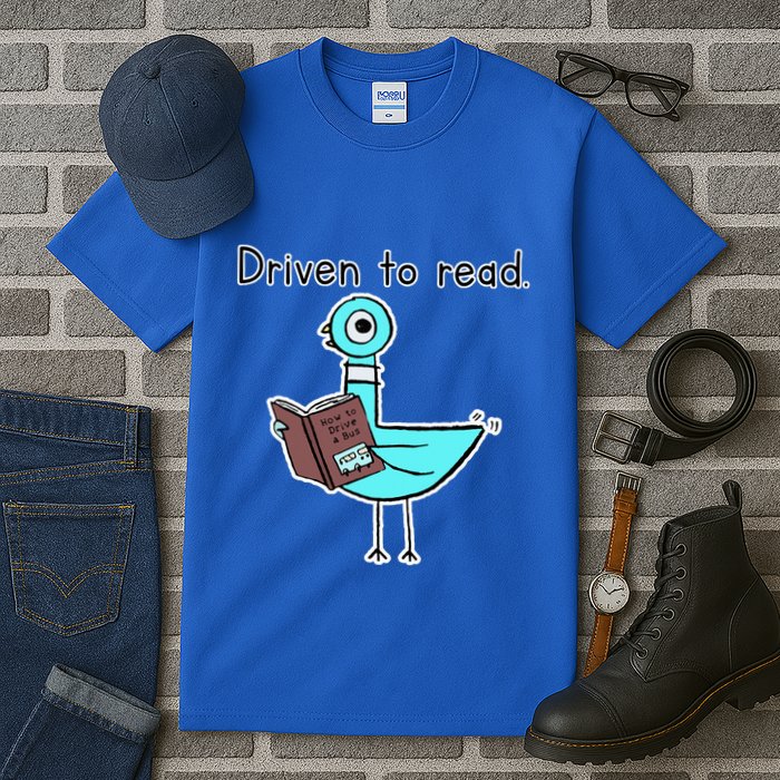 Driven To Read Pigeon Library Reading Books Reader Tall T-Shirt