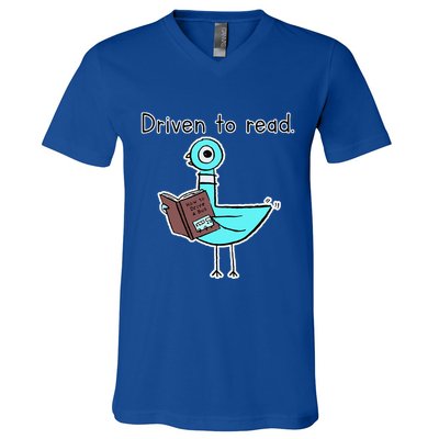 Driven To Read Pigeon Library Reading Books Reader V-Neck T-Shirt