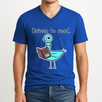 Driven To Read Pigeon Library Reading Books Reader V-Neck T-Shirt