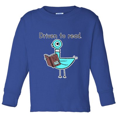 Driven To Read Pigeon Library Reading Books Reader Toddler Long Sleeve Shirt