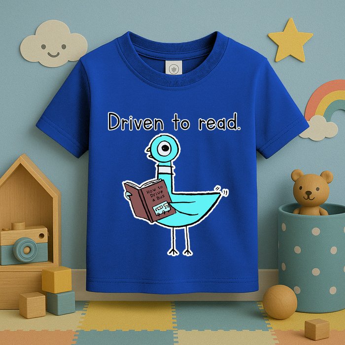 Driven To Read Pigeon Library Reading Books Reader Toddler T-Shirt