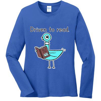 Driven To Read Pigeon Library Reading Books Reader Ladies Long Sleeve Shirt