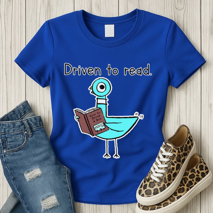 Driven To Read Pigeon Library Reading Books Reader Womens T-Shirt