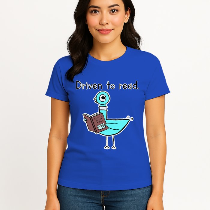 Driven To Read Pigeon Library Reading Books Reader Womens T-Shirt