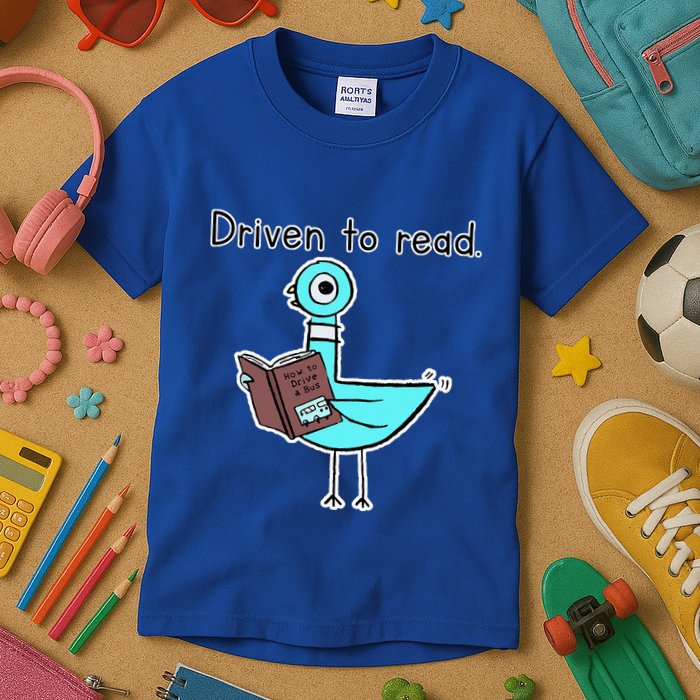 Driven To Read Pigeon Library Reading Books Reader Kids T-Shirt