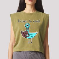 Driven To Read Pigeon Library Reading Books Reader Garment-Dyed Women's Muscle Tee
