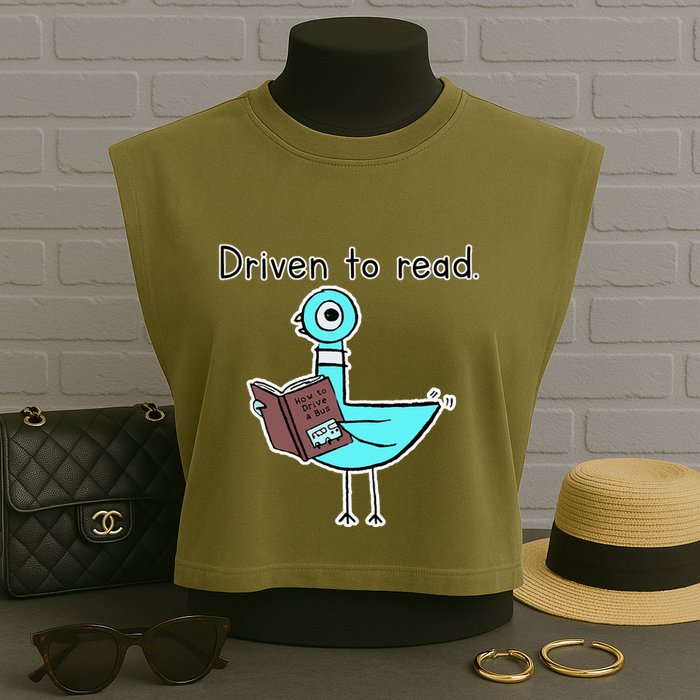 Driven To Read Pigeon Library Reading Books Reader Garment-Dyed Women's Muscle Tee