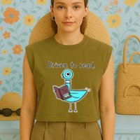 Driven To Read Pigeon Library Reading Books Reader Garment-Dyed Women's Muscle Tee
