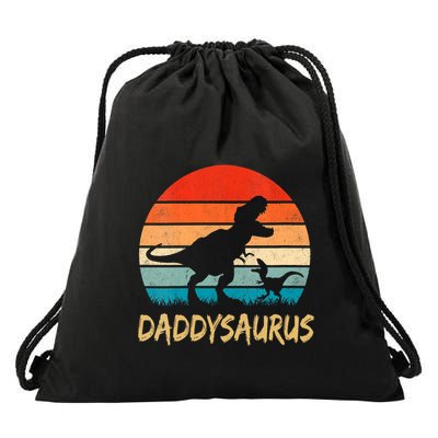 Daddysaurus T Rex Dinosaur Daddy Saurus Family Matching Vneck Drawstring Bag