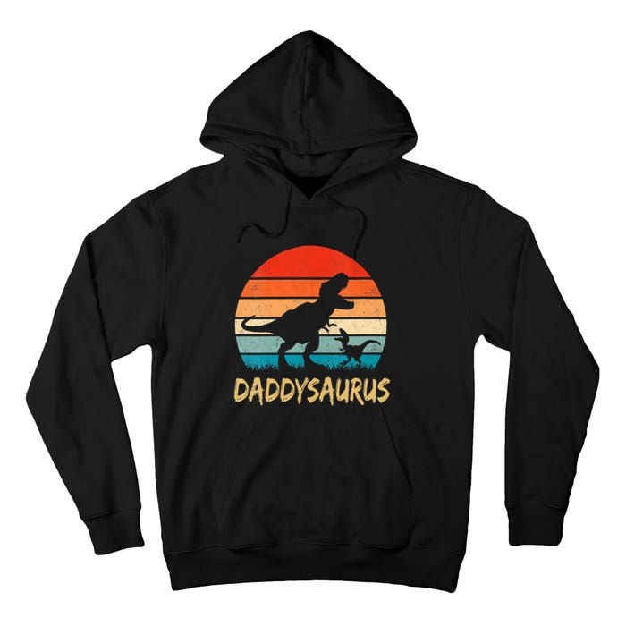 Daddysaurus T Rex Dinosaur Daddy Saurus Family Matching Vneck Tall Hoodie