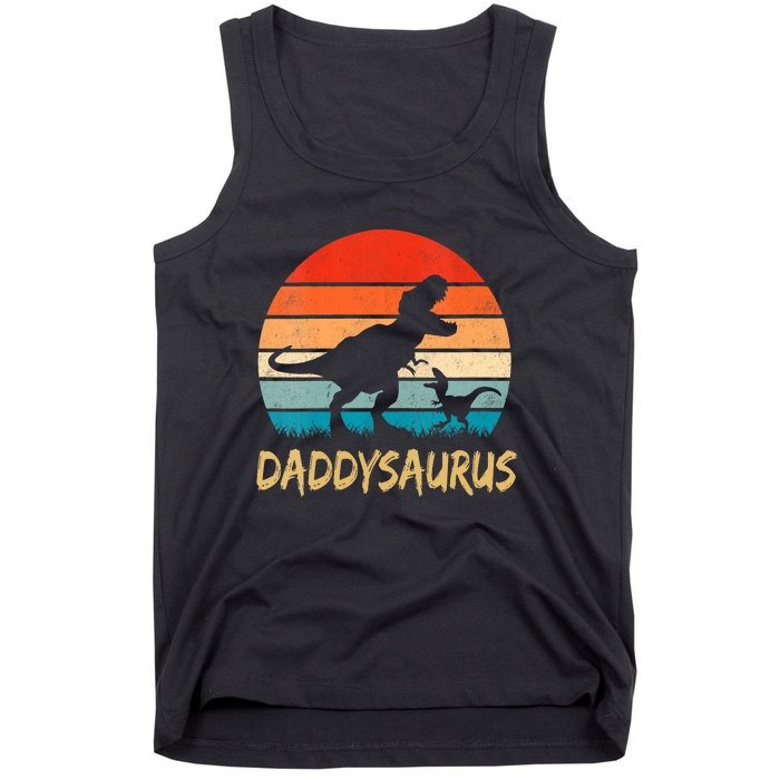 Daddysaurus T Rex Dinosaur Daddy Saurus Family Matching Vneck Tank Top