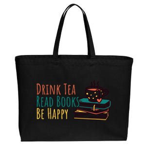 Drink Tea Read Books Be Happy Cotton Canvas Jumbo Tote