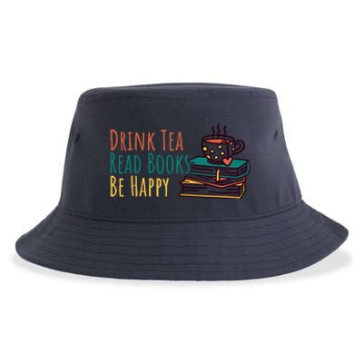 Drink Tea Read Books Be Happy Sustainable Bucket Hat