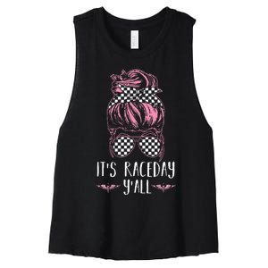 Dirt Track Racing Race ItS Race Day YAll Car Racing Women's Racerback Cropped Tank